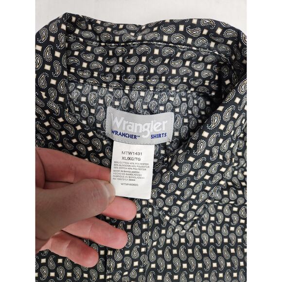 Wrangler Wrancher Pearl Snap Shirt Men's XL Paisley Abstract Long Sleeve Western - Picture 4 of 6